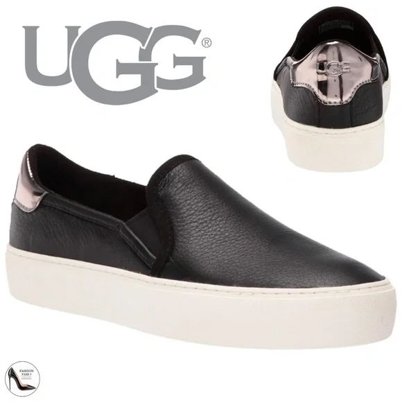 UGG | Shoes | Ugg Cahlvan Black Leather Slipon Fashion  display picture 2